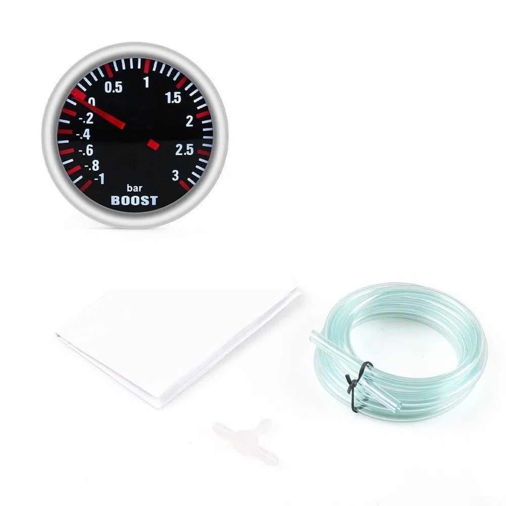 HpLive Turbocompresor mecánico de 12 V, indicador de presión de 52 mm, manómetro de carreras hasta 3 bares para tuning de coches