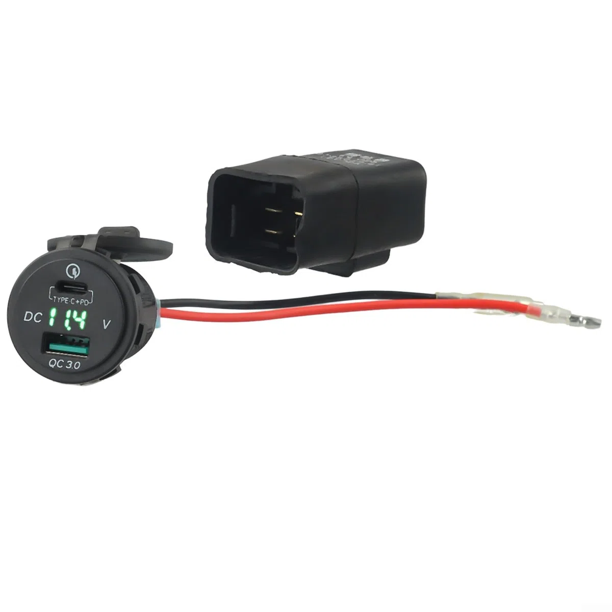 USB-Type-C para QC3.0 Relé de cargador rápido para Kawasaki Versys 650 1000 X300 para 400 650 Accesorio de motocicleta compatible modelos 2014-2020 Entrada negra 10-15V Salida 5V