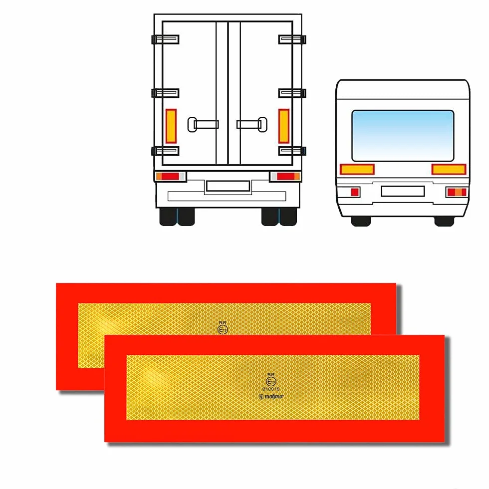 MAGMA 2 Pegatinas Reflectantes ECE70 Vehiculo Largo 12 m V6 Homologadas | Adhesivos V 6 Camion Caravana Remolque Autocaravana | Panel Retro-Reflectivo (RR) | Sujeccion Autoadhesiva