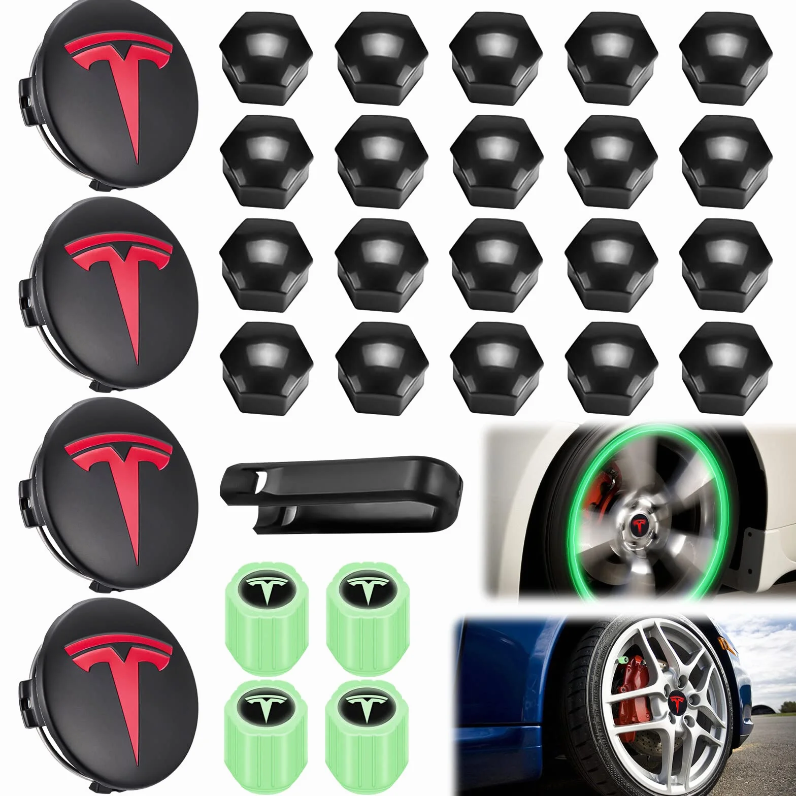 Kit de Tapas de Rueda con Logotipo Plateado para Modelos 3, Y, S, X - Cubo Tesla