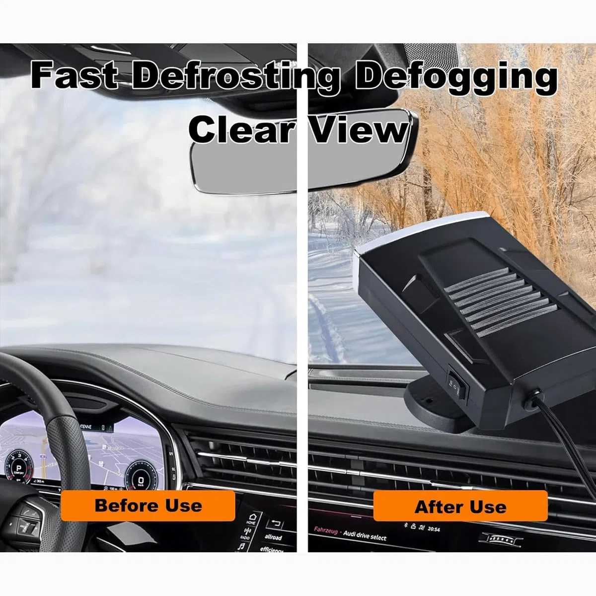 12V 200W Calentador de Coche, 2 en 1 Calefacción y Refrigeración Calentador Desempañador de parabrisas, Calentador de Coche Portátil para Desempañar y Descongelar para Coches SUVs