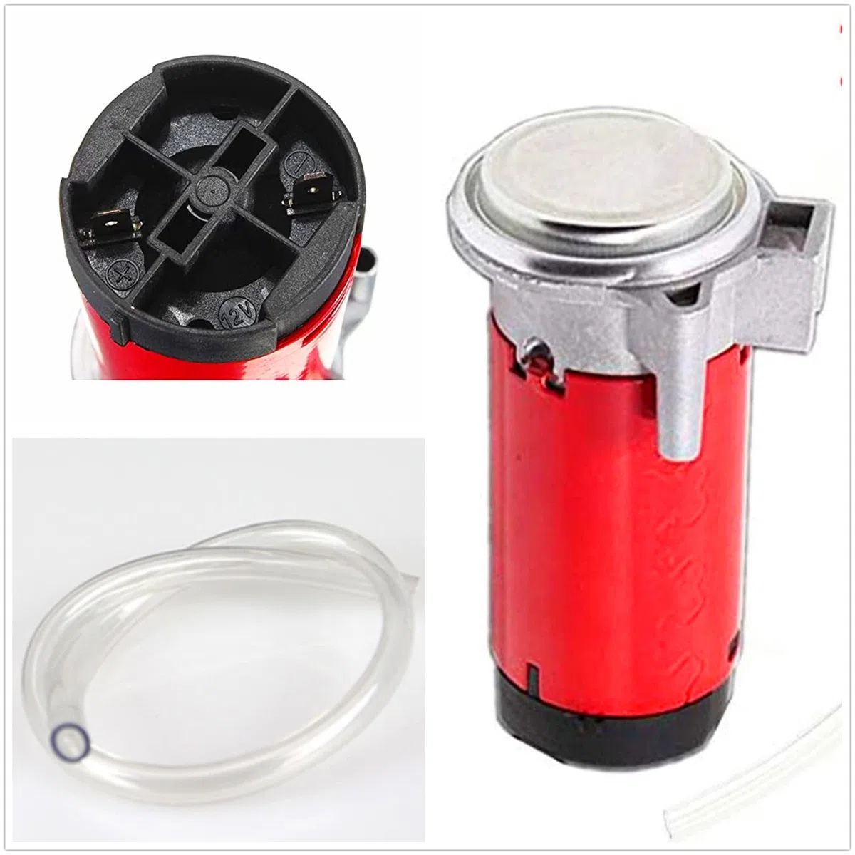 Bomba de aire Air Pump Bomba de aire del coche 12V Cuerno rojo Bomba de aire del motor Compresor de aire Cromado Compresor de bocina de aire Air Compressor para 12V Horn coche barco Lorrys ect