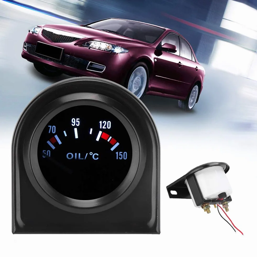 12V Indicador de Aceite del Coche de luz LED, 2'' 52mm Auto Aceite Presión Puntero Medidor de Calibre, Aceite Presión Indicador