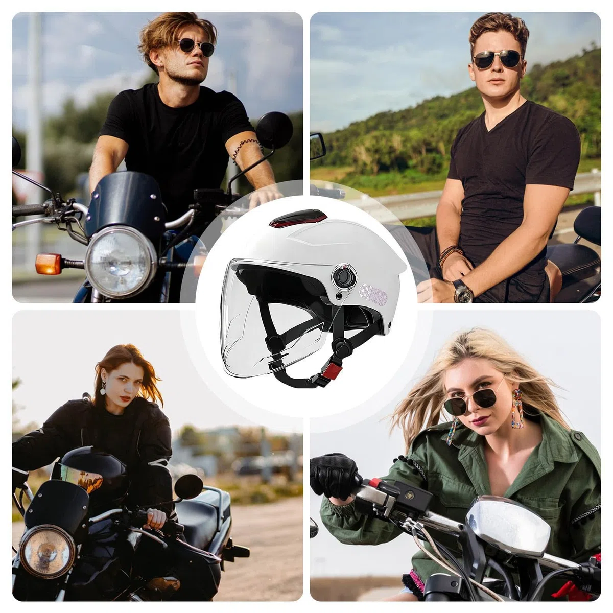 Casco de Seguridad para Motocicleta - Absorción de Impactos y Bloqueo Solar | Casco para Motocicleta,para Padre Esposo Mujeres Hombres Adultos Desplazamientos Diarios En Calles Y Viajes
