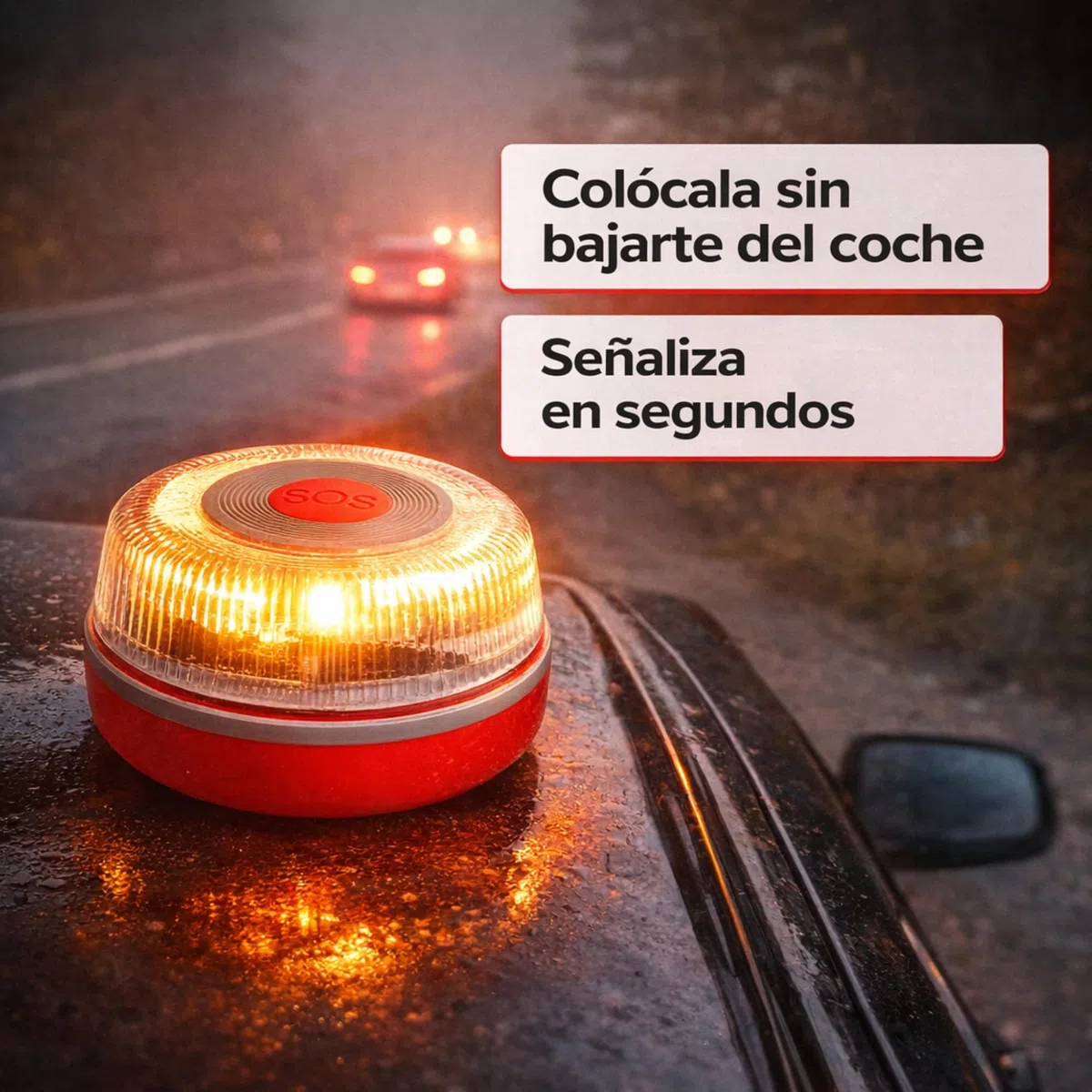 Baliza V16 Homologada DGT con Geolocalizador | Luz de Emergencia Coche Certificada DGT 3.0 | 12 Años Conectividad - V16 Homologada 2026- Compatible con la app SOSCar