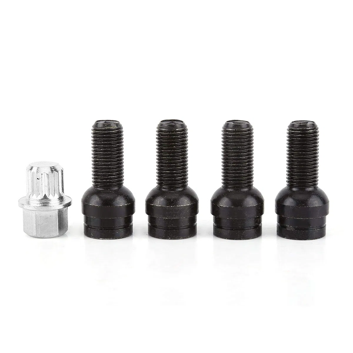 Perno antirrobo M14x1.5, Qiilu Pernos, tuercas y remaches de ruedas, tornillos de seguridad, tornillos de rueda tuercas de bloqueo 4 + 1 M14 x 1,5 mm
