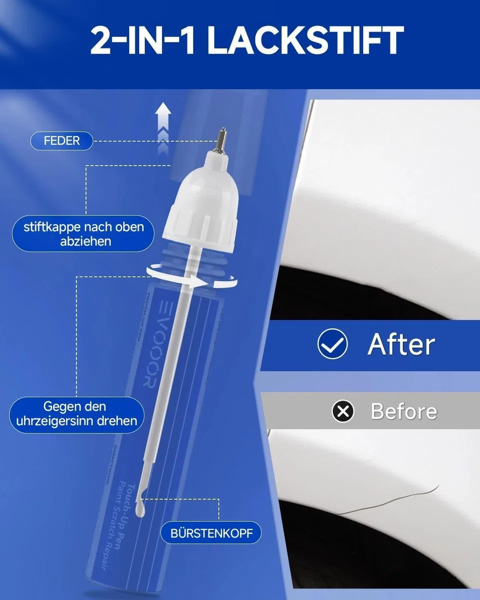 (25D Snowflake White Perla Tricapa Kit de retoque de pintura para automóvil 2 en 1 con removedor de arañazos para Mazda, Reparación de arañazos para auto, Solución rápida y fácil para reparar
