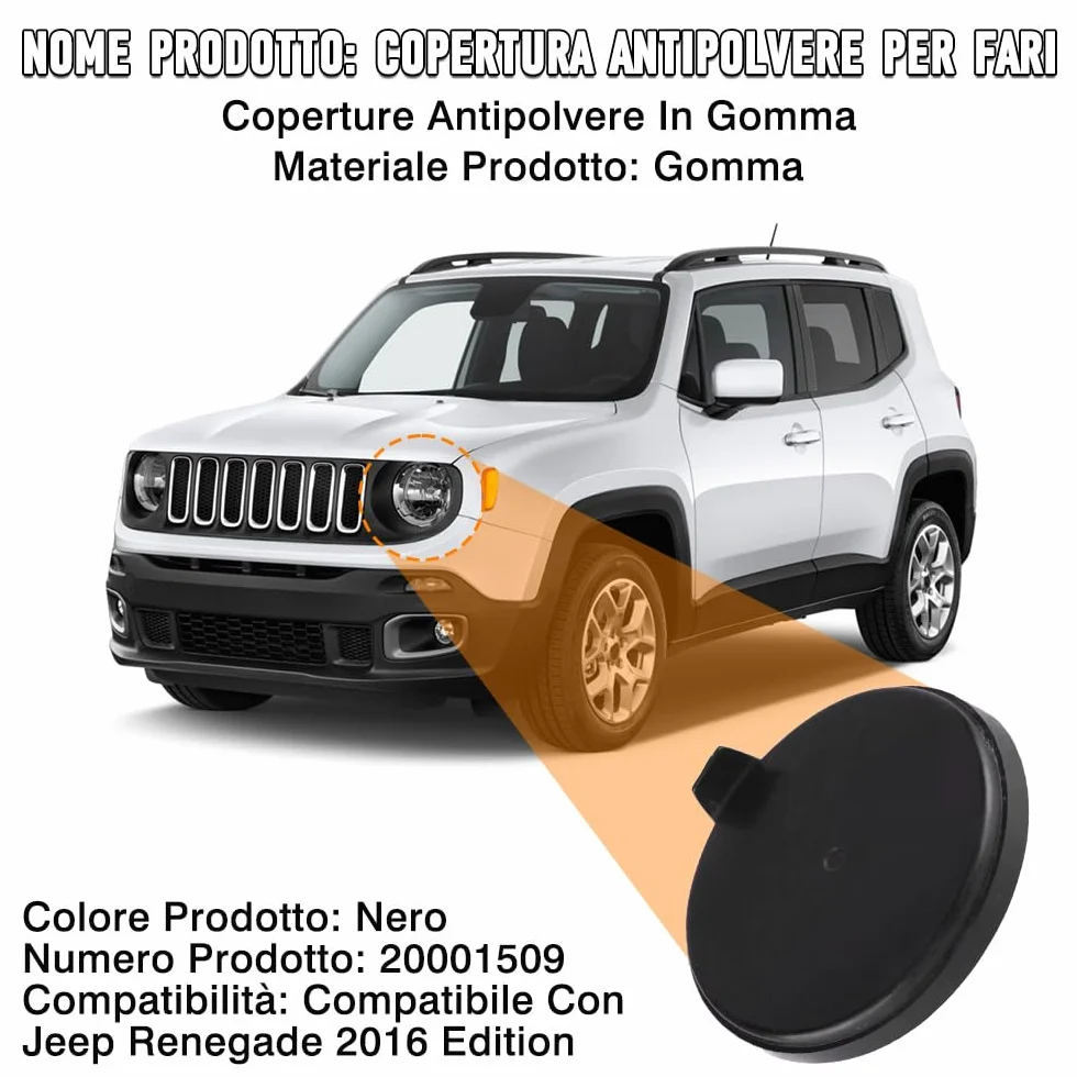 Baceyong Cubierta antipolvo para faros, tapa de carcasa de goma, tapa de extensión de bombilla LED, compatible con Jeep Renegade versión 2016, Compatible con Peugeot, 20001509, 6203E4