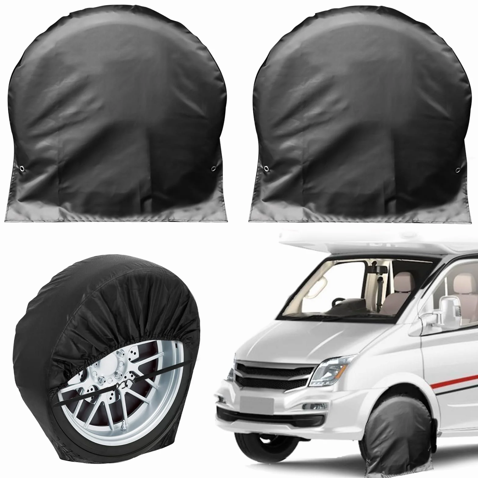 Raxfekro 2 Cubiertas para Ruedas de Caravana, Color Negro (72,5 x 72,5 cm), Adecuado para Coches, Remolques y Más