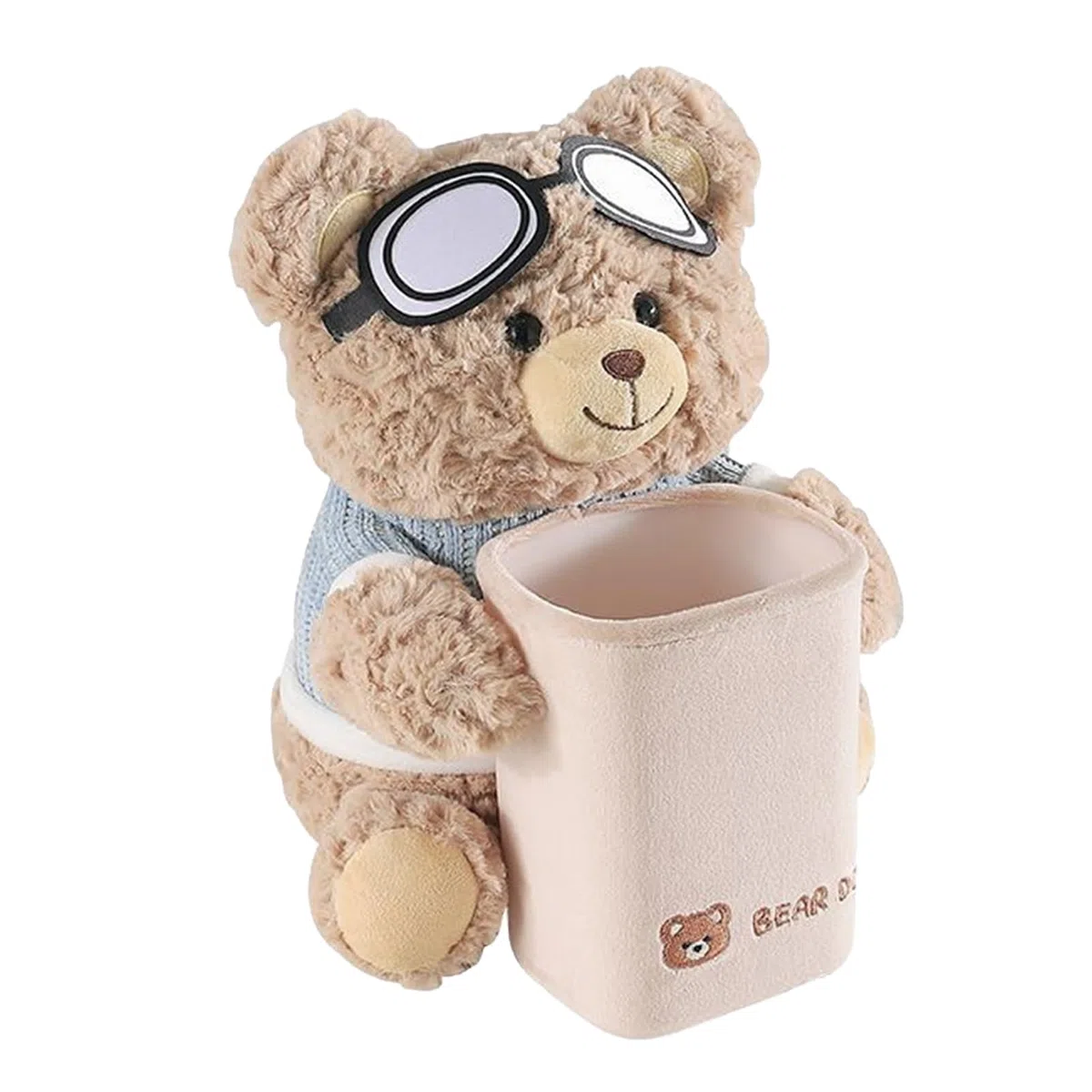 Car Tissue Holder, Plush Armrest Can, Dibujos animados Bear Organizer, Use Tissue Dispenser, Soft Storage Bin, Vehicle Armrest Use, Auto Cute Can 25x22x28