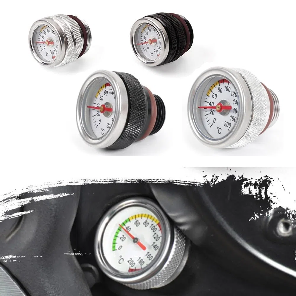 Medidor de temperatura del aceite para motocicletas con tamaños de rosca estándar M30x1 5 y M20 1 5, aleación de aluminio para un seguimiento fiable de la temperatura del motor (negro M20 x 1.5)
