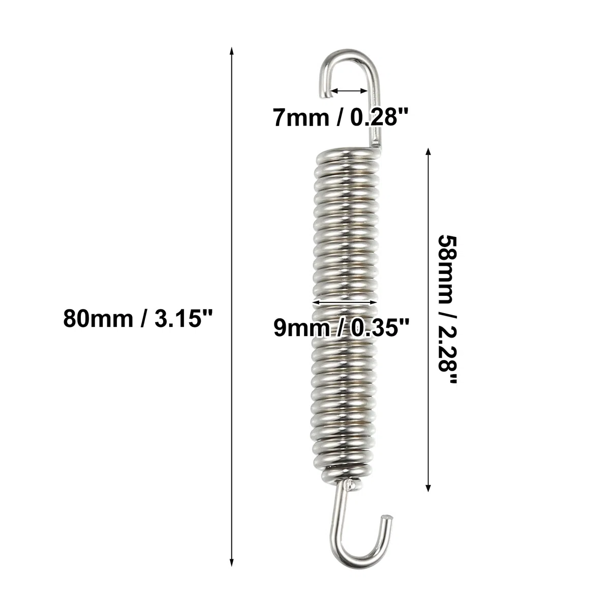 A ABSOPRO 4uds Tubo Escape Resorte para Motocicletas 80mm 3.15" Plateado Tono