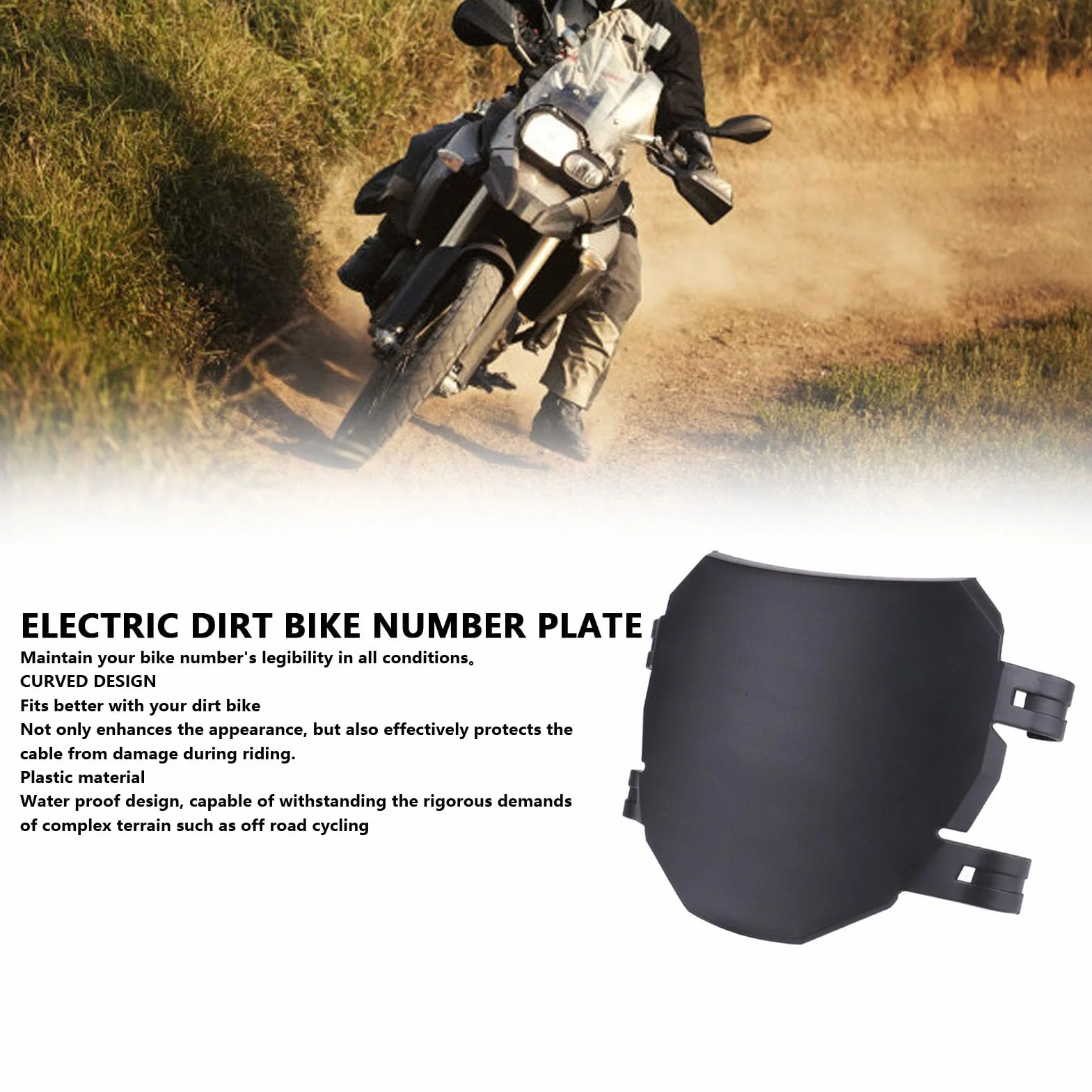 GOWENIC Placa de Matrícula Delantera, Resistente Al Viento y Al Agua, Resistente a Terrenos Accidentados y Condiciones Climáticas Adversas, para Motocicletas Eléctricas Todoterreno
