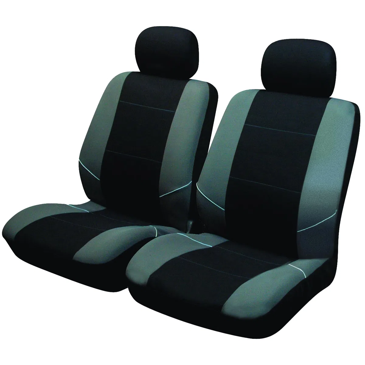 Sakura Merton SS3633 - Fundas para Asientos delanteros y Reposacabezas de Coche, Universales, Dobladillos Elásticos, Compatibles con Airbags Laterales, Aptas para Lavadora, Color Negro y Gris