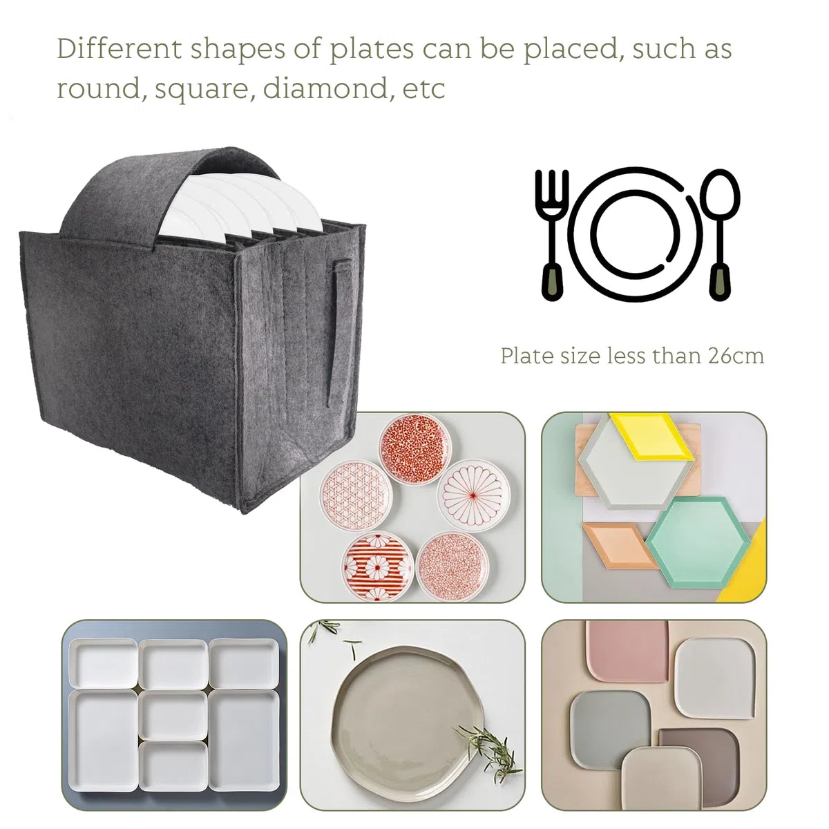 2 soportes para platos de autocaravana, soporte para tazas, de fieltro, para camping, autocaravana y cocina, con capacidad para 8 platos y 6 tazas