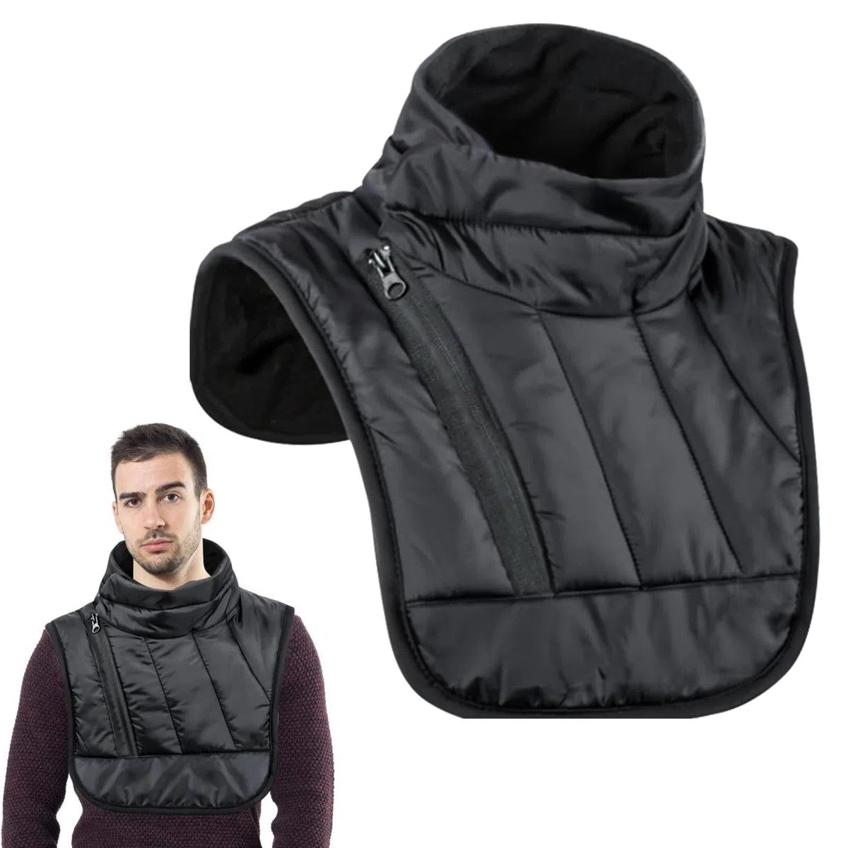 Calentador de cuello a prueba de viento para moto, ajustable, con cremallera y bolsa de almacenamiento, calentador de cuello y pecho para moto, equipo de invierno, para ciclismo al aire libre,