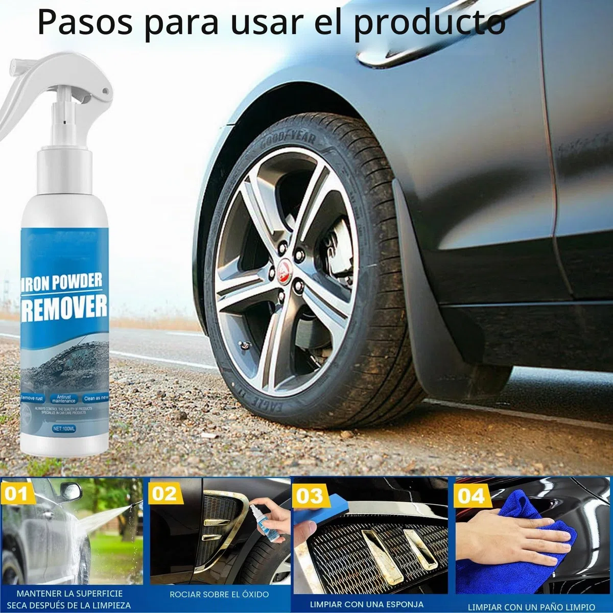 Rakiuty Spray de Eliminación de Óxido, Convertidor de Oxido, Rust Remover Spray, Sprays Convertidor, Accesorios de Limpieza del Automóvil, Multipurpose Rust Remover, 100 ml