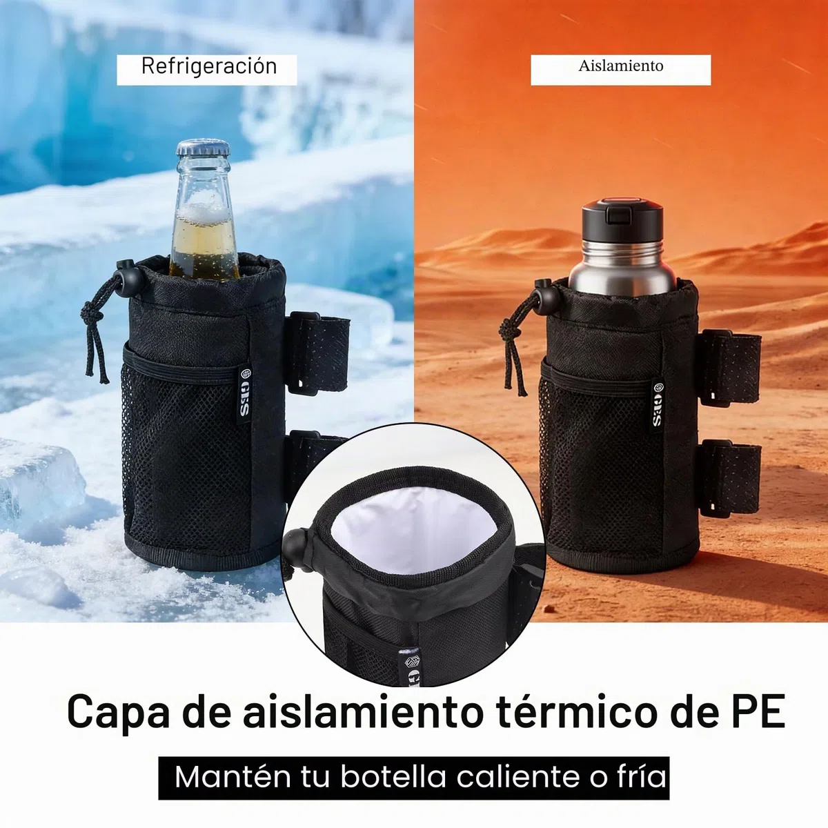 GES UTV - Portatazas de 2 Unidades con Bolsillo de Malla y Cierre de Cable, Accesorios para ATV, Cochecito, Silla de Ruedas, Scooter, Barco y Carrito de Golf