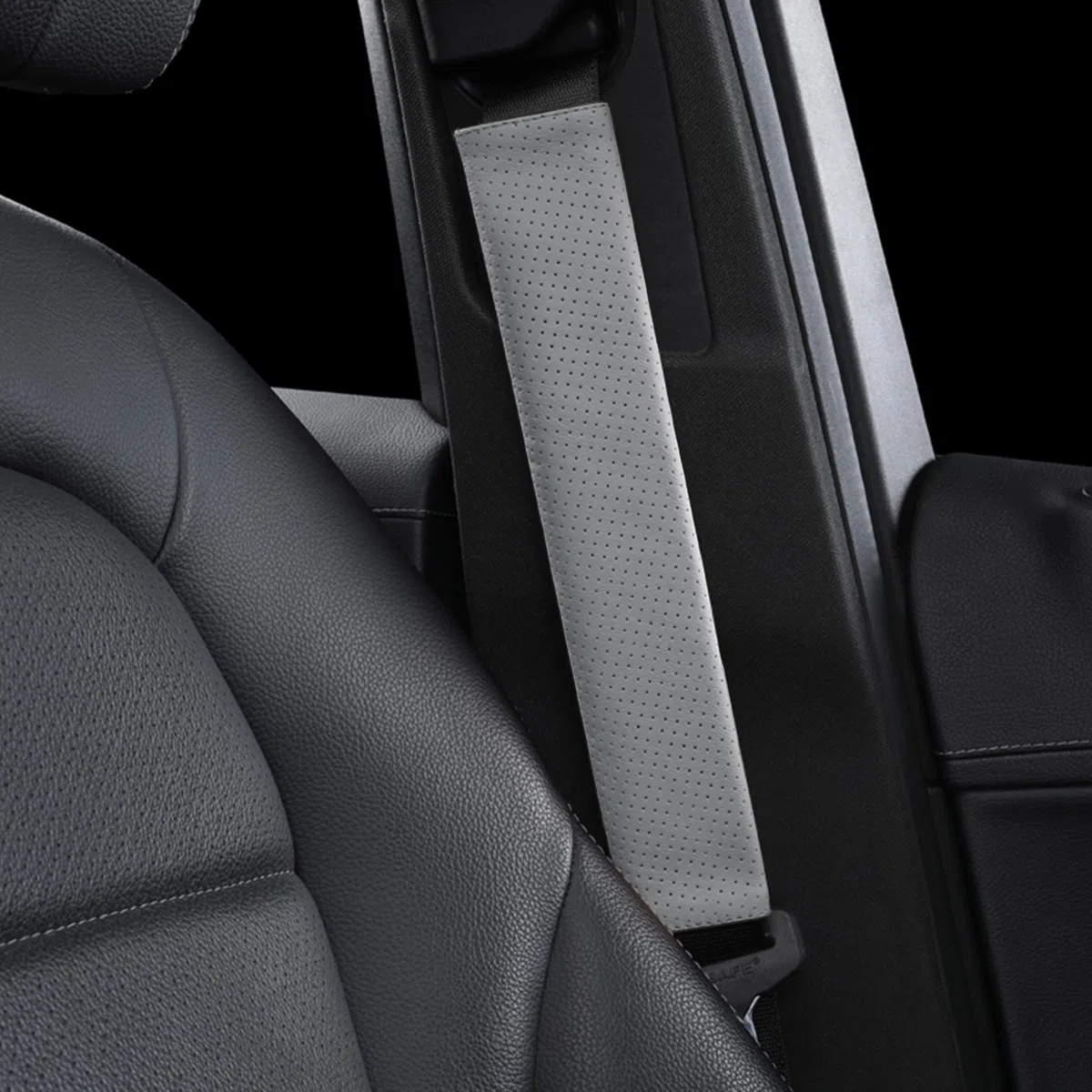 Funda para cinturón de Seguridad de Cuero Vacuno auténtico, Fundas para cinturón de Seguridad de Coche, cojín de Hombro para Accesorios del Conductor, Mochila, Bolsa de Hombro (Gris)
