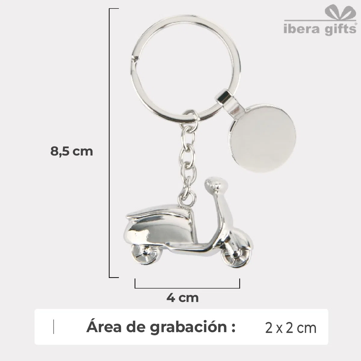Llavero Personalizado Moto Scooter/Vespa Con Grabado Láser • Llavero Con Nombre Y Mensaje • Regalo Original Para Amantes De La Moto, Pareja, Hombre, Mujer (Scooter/Plateado)