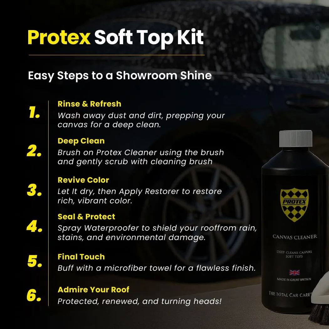 Kit limpiador y restaurador MGF TF, Protex World, para funda de vehículo, color negro, resistente al agua, 500 ml