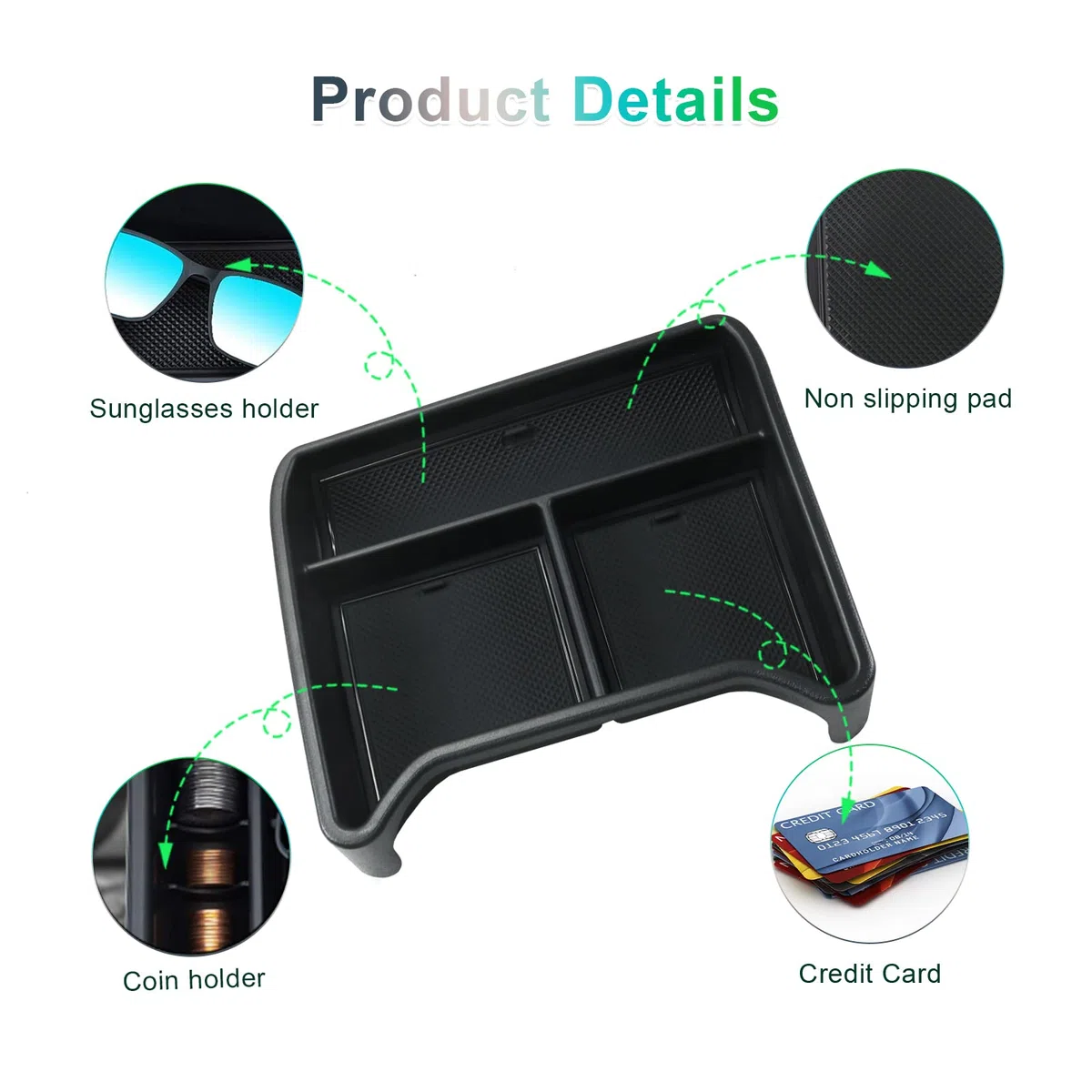 GAFAT Compatible con VW ID.4 2021-2025 2026 Caja de Almacenamiento para Consola Central, Organizador de la Guantera Inferior de Consola Central, ID4 Accesorios (Negro)