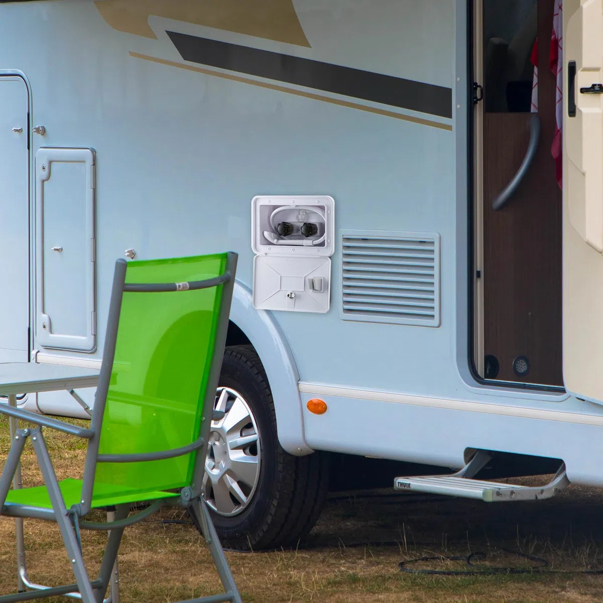 Ducha Para Autocaravana, Ducha Para Acampar Kit De Duchas Al Aire Libre Caja De Duchas Para Autocaravana Con Interruptor De Agua FríA Y Caliente Y Cabezal Para Caravana Marina Blanco