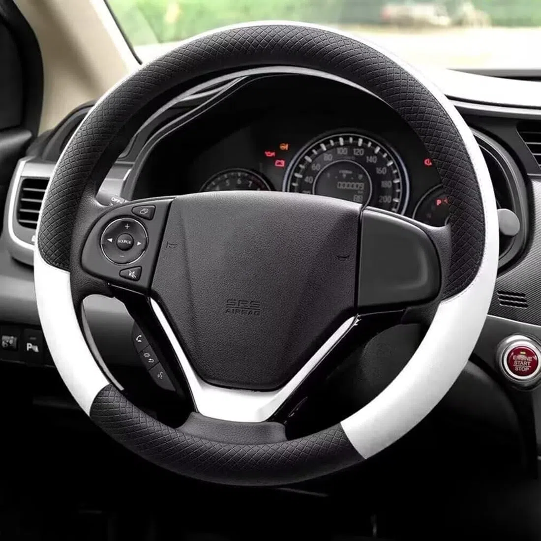 Pahajim Funda Volante Coche Universal Protector Volante Coche de Cuero PU Steering Wheel Cover Transpirable Antideslizante 37-38cm para Hombres y Mujeres