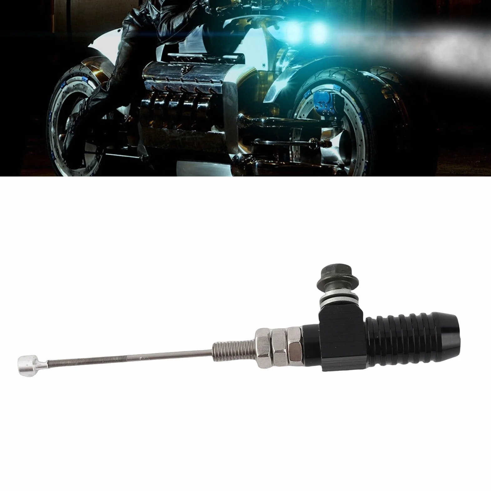 M10x1.25mm Motocicleta Universal Embrague Hidráulico Cilindro Maestro Varilla de Freno Bomba Azul(negro)