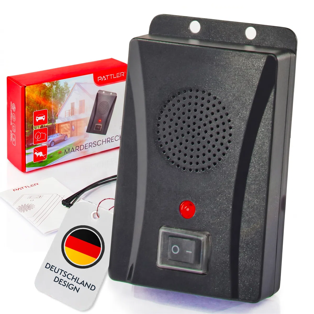 PATTLER Ahuyentador de Martas con Pilas para Coche. Protección Portátil para Coche, Garaje, Desván y Jardín – 1 Unidad