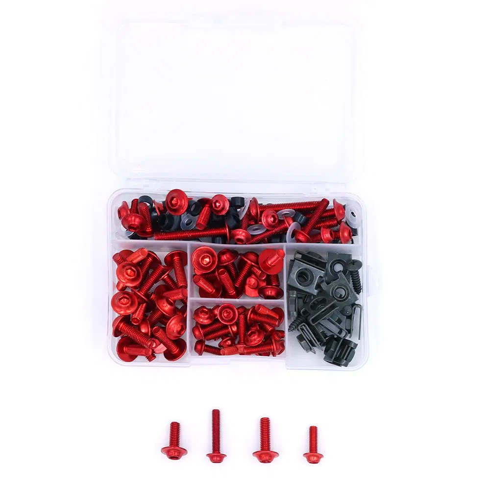177 piezas motocicleta Sportbike completo carenado pernos Kit sujetador Clips Tuercas de tornillo-rojo