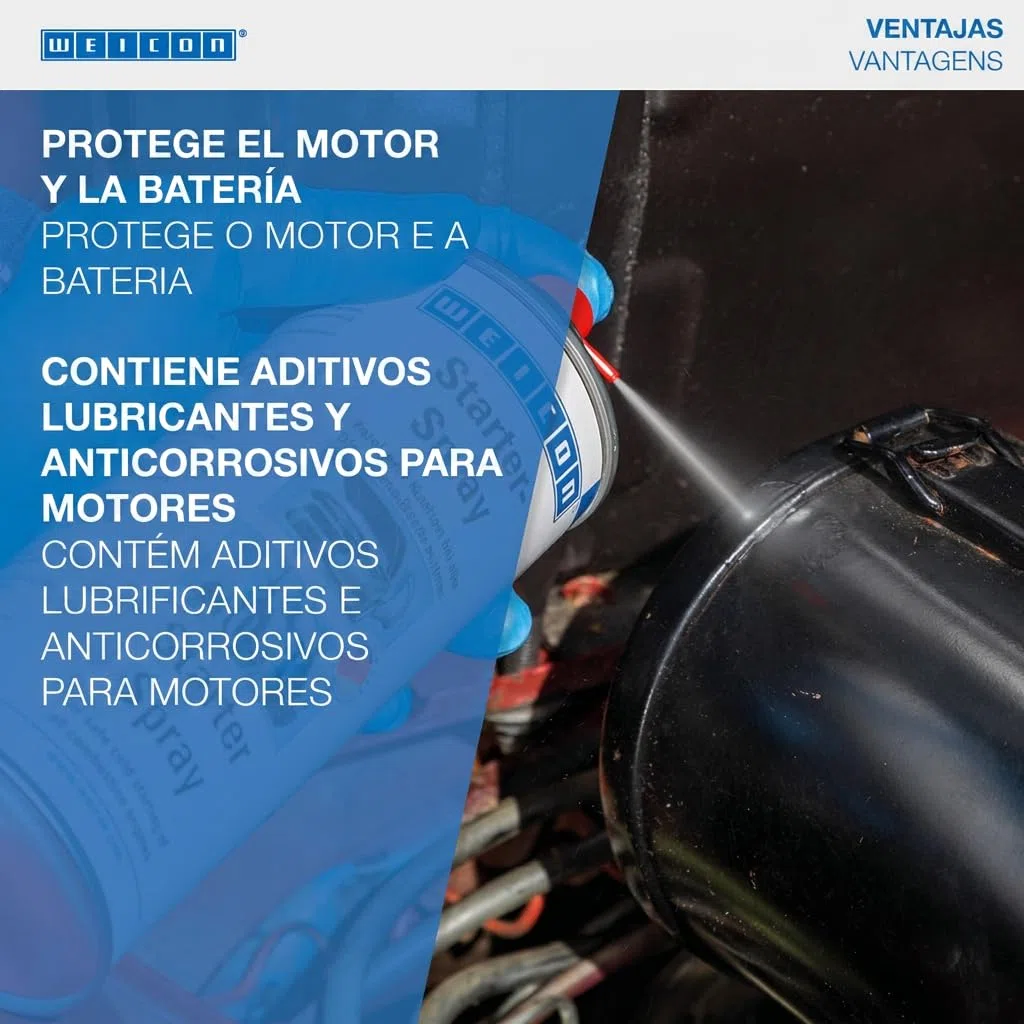 WEICON Spray de Arranque | 400 ml | Para motores diesel y de gasolina | Transparente