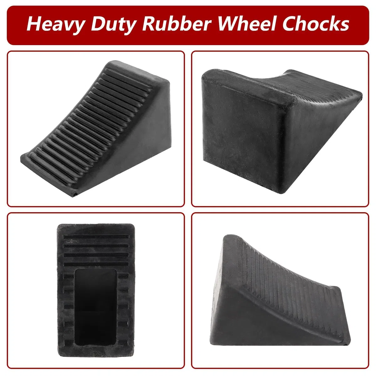 MIVIDE 4 piezas de cuña para rueda, 16 x 10 x 10 cm, cuñas para remolque, cuñas para coche, cuñas para remolque en negro, cuñas de freno para remolque, base antideslizante