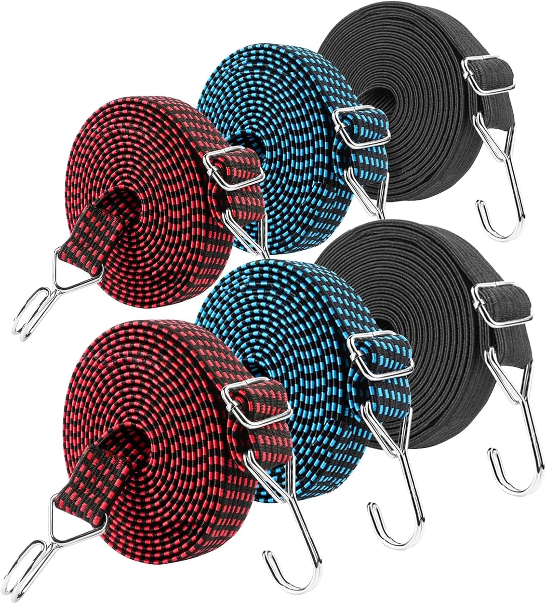 Cuerdas elásticas con Ganchos, 2M Tensor Cuerda Elástica, Tensores de Equipaje Ajustables, Universal Tensor de Goma para Baca Coches,Toldos, Moto, Maleteros, Camping, Portabicicletas