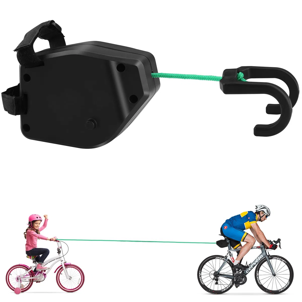 Cuerda de Remolque para Bicicleta Infantil, 2,5 M Retráctil Sistema Remolque Bici Capacidad de Carga de 500 Libras para MTB Niños, Bicicleta de Montaña