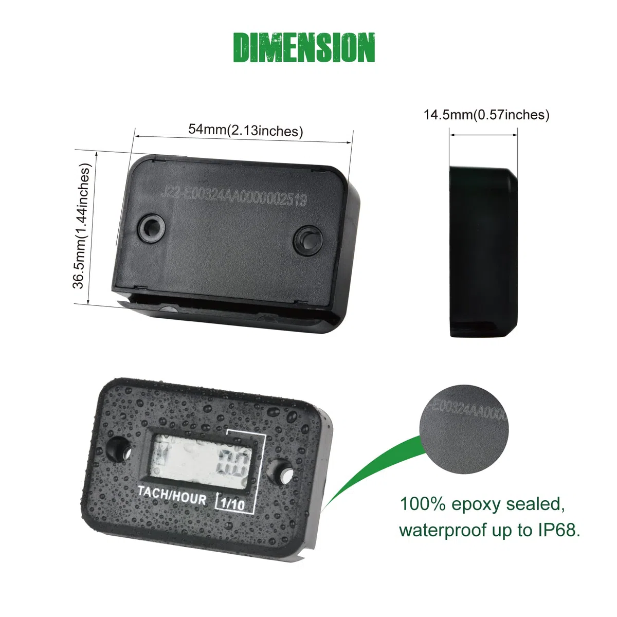 Yooreal Digital Hour Meter Tacómetro, diseño impermeable para motosierra, motor de coche, tractor, motor fuera de borda, generador de jardín, ATV, quitanieves, moto de cross