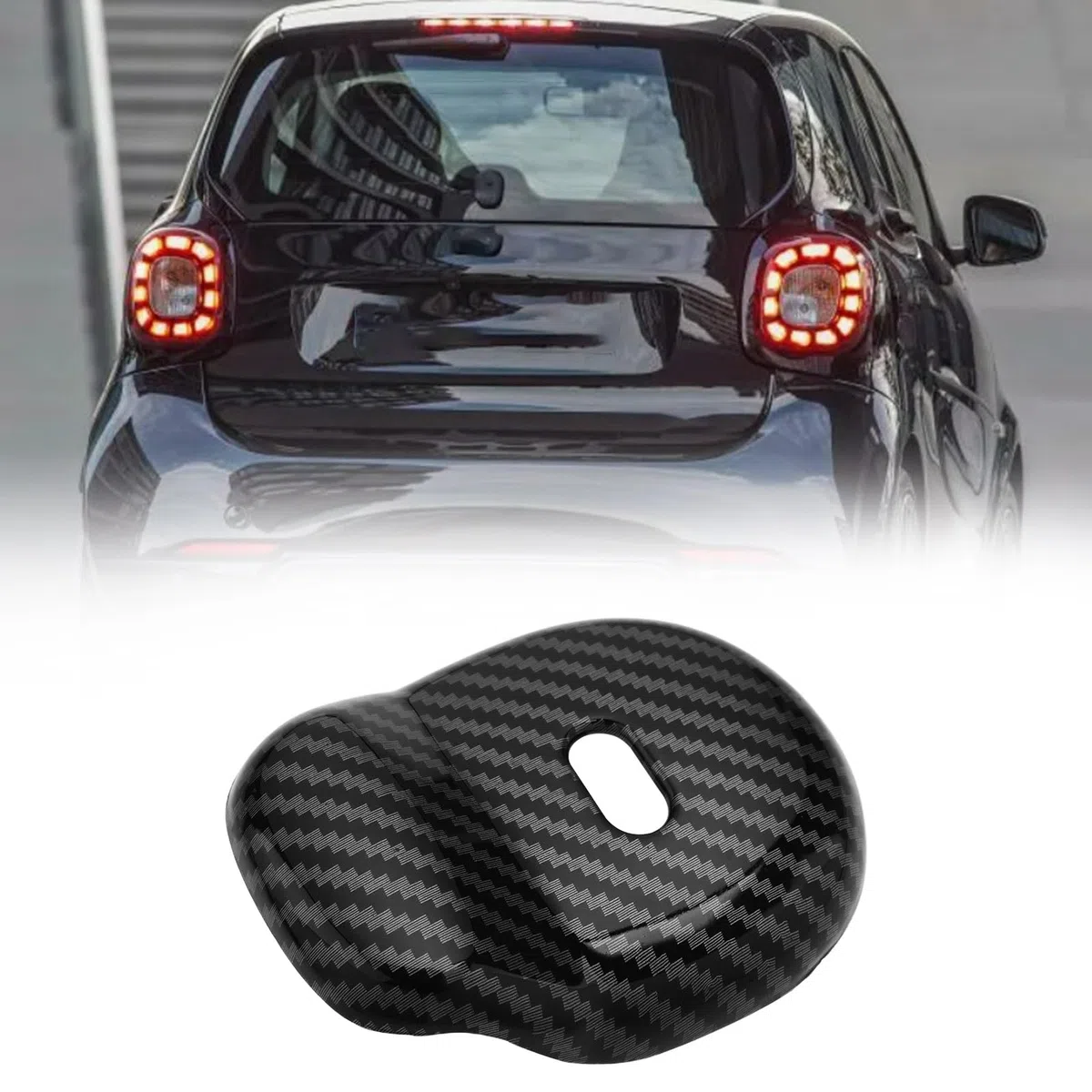 EMSea Cubierta de Manija de Puerta Trasera de Fibra de Carbono Compatible con Smart 453 ForTwo