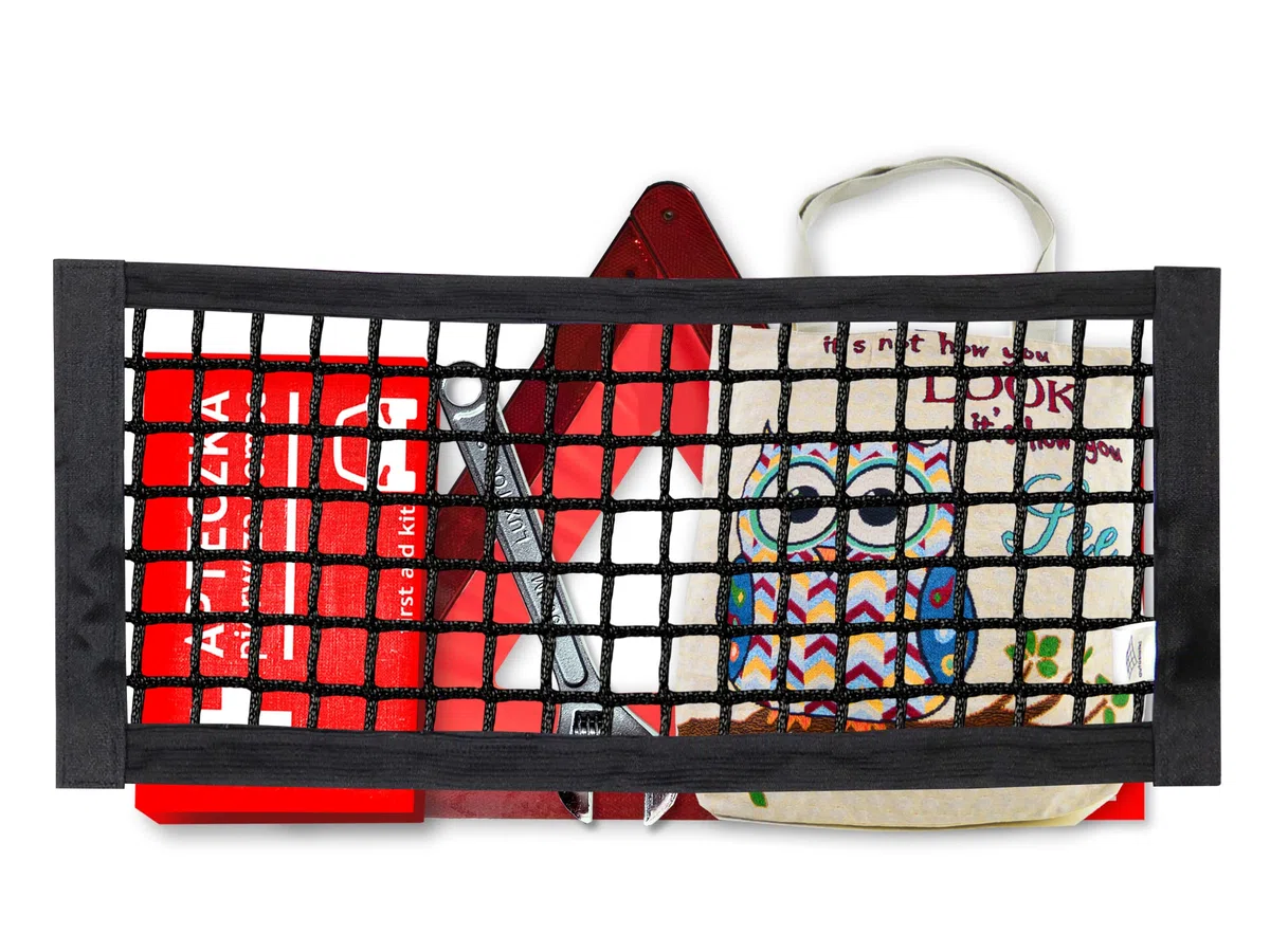 Bolsa de Malla Universal para Maletero con Fuertes Tiras de Cierre de autoadherente para Coche, Maletero, Bolsa organizadora de 20 cm x 50 cm, Bolsa de Malla, Red de Equipaje, 2 Piezas