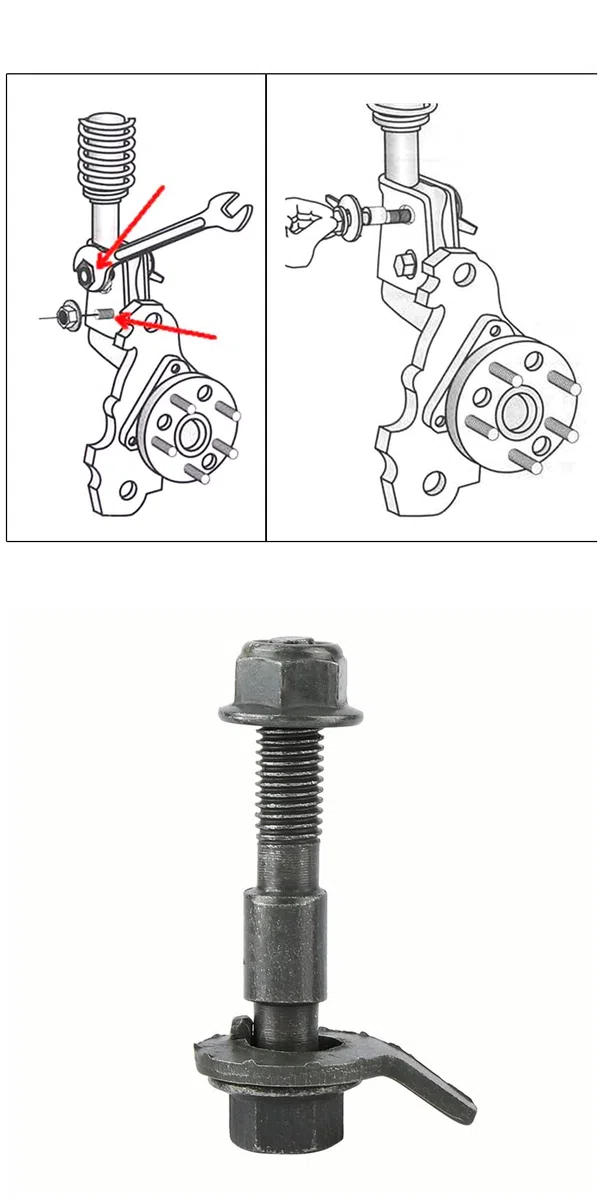 5 x pernos de leva-tornillo excentrico-Duokon Perno de leva, nuevo, vehículos de 12 mm, acero, alineación de cuatro ruedas, kit de inclinación ajustable, perno de leva