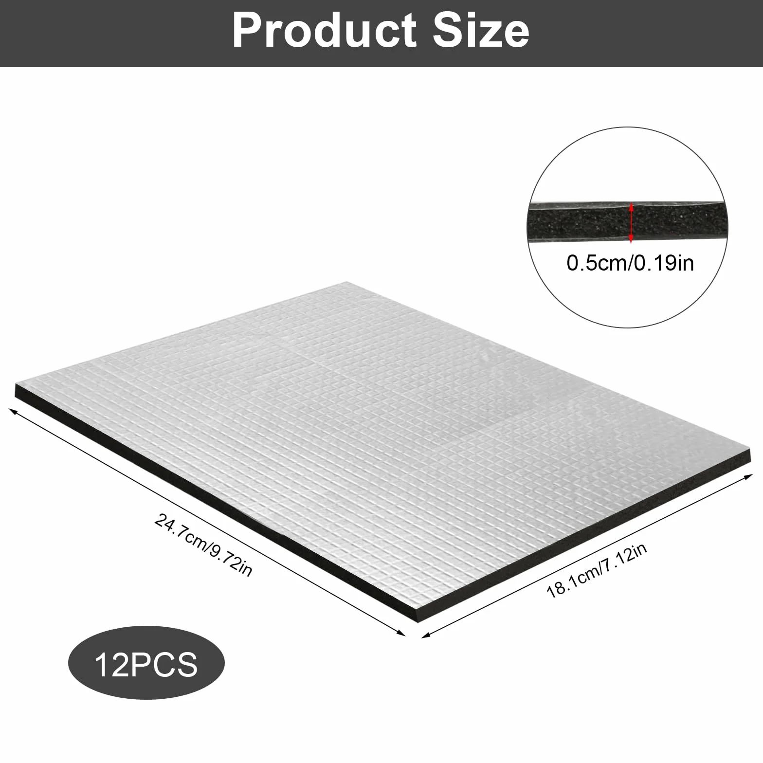 12 Piezas Alfombrillas Aislantes para Coche 250 x 180 x 5mm Paneles Aislantes Termicos Aislante Térmico Acústico Insonorización Estera de Aíslamiento para Aislamiento Impermeables e Ignífugas
