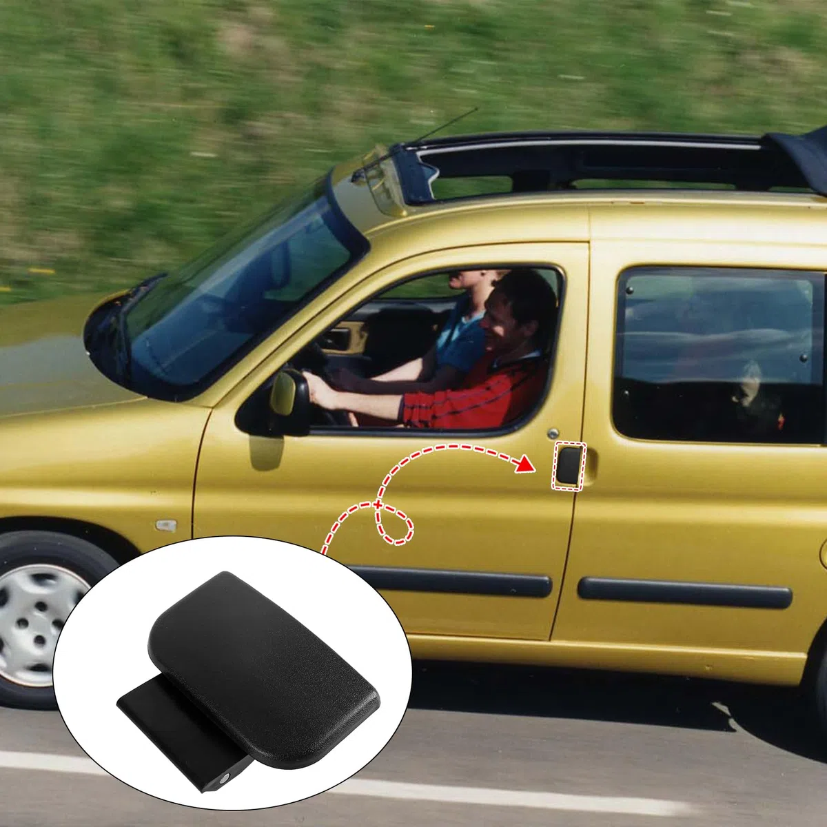 Manija de la Puerta Lateral Exterior Compatible con Citroen Berlingo Primera Generación M49 1996-2008 Saxo 1996-2003 ZX 1991-1998 Manija del Automóvil Compatible con Peugeot Partner 1996-2008 106 9101