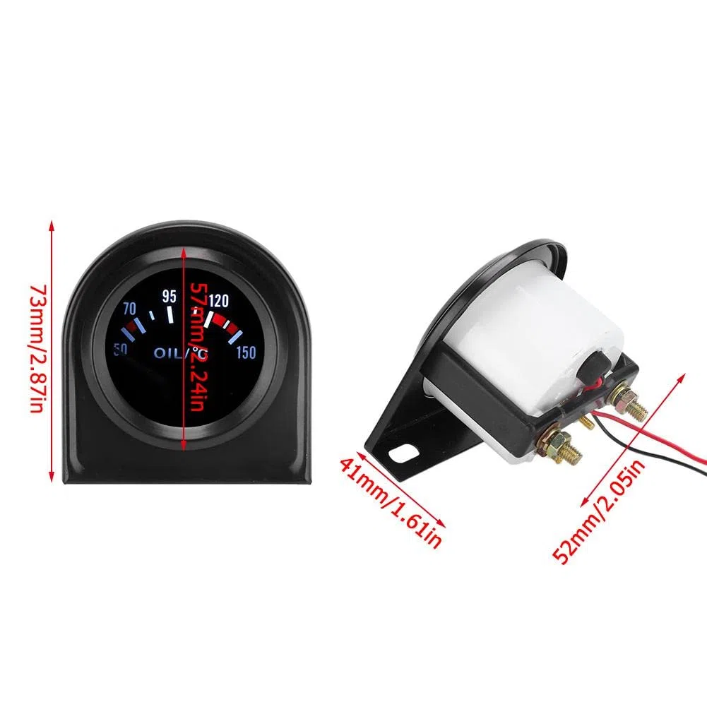 12V Indicador de Aceite del Coche de luz LED, 2'' 52mm Auto Aceite Presión Puntero Medidor de Calibre, Aceite Presión Indicador