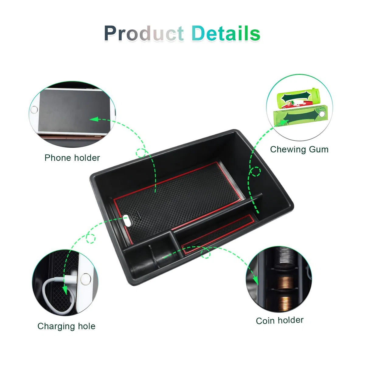 GAFAT Compatible con Audi Q3 F3 2019–2024 2025 Consola Central Caja de Almacenamiento, Q3 Sportback S-Line RS Q3 Organizador Bandeja de Guantera Inferior de Consola Central, Accesorios Q3 F3