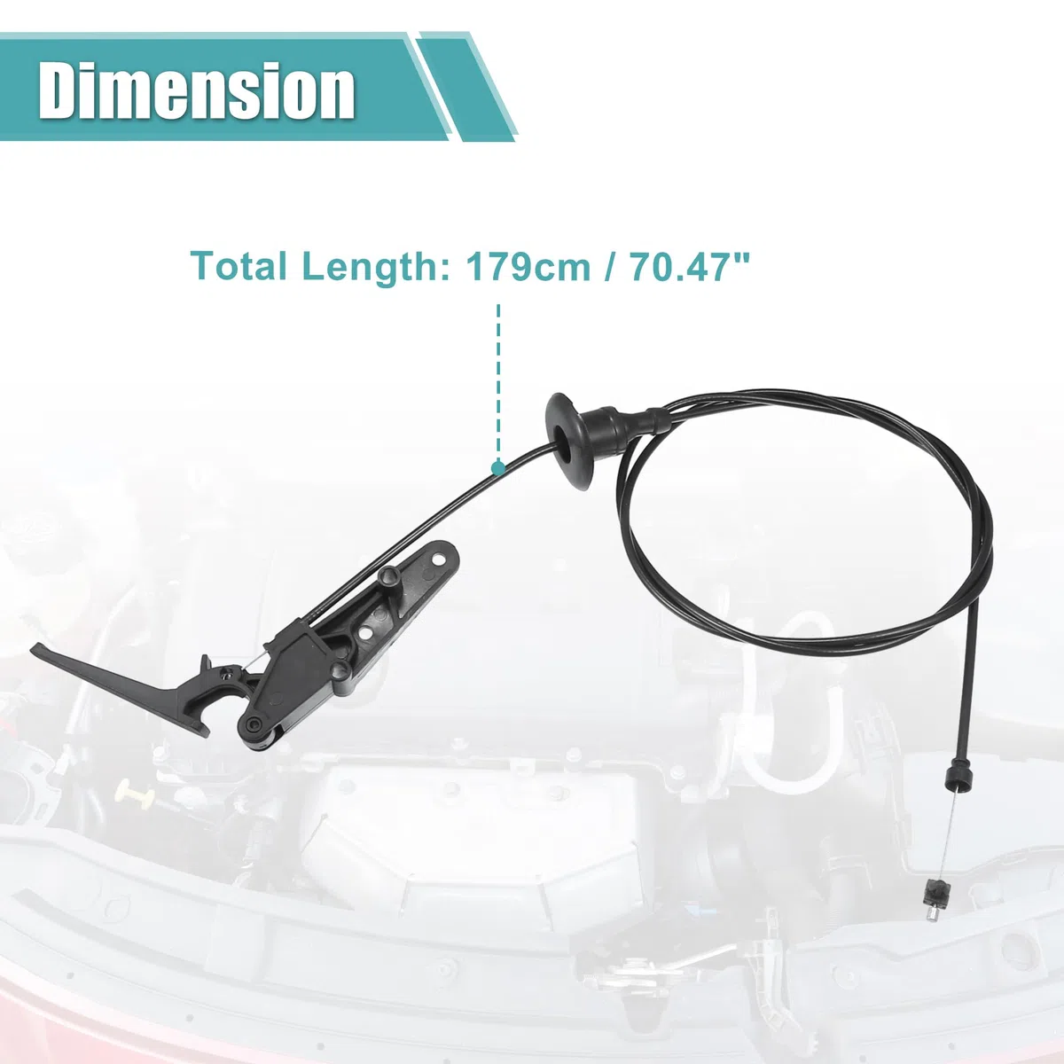 Motoforti Cable De Liberación Del Capó Para Citroen Berlingo 08-20 1 Pc | 1 Pieza, Negro, Plástico, Metal, Caucho, Longitud 179cm, Número OE 7937Q8, Para Peugeot Partner Tepee 2008-2020