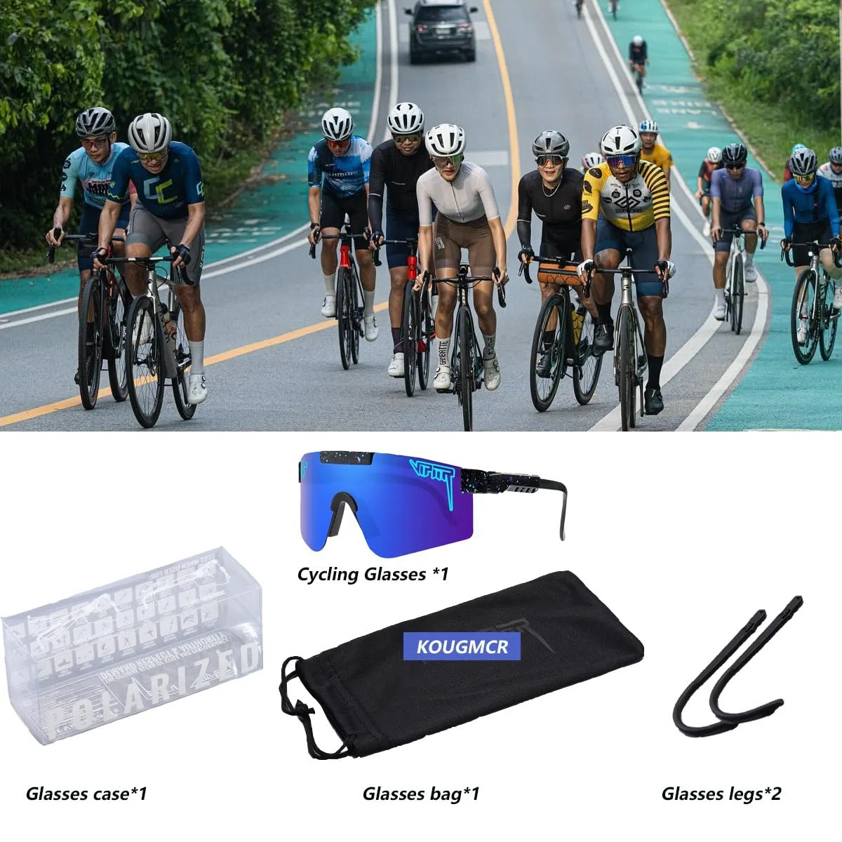 P-V - Gafas de sol deportivas polarizadas para hombres y mujeres, gafas de sol deportivas con protección UV400