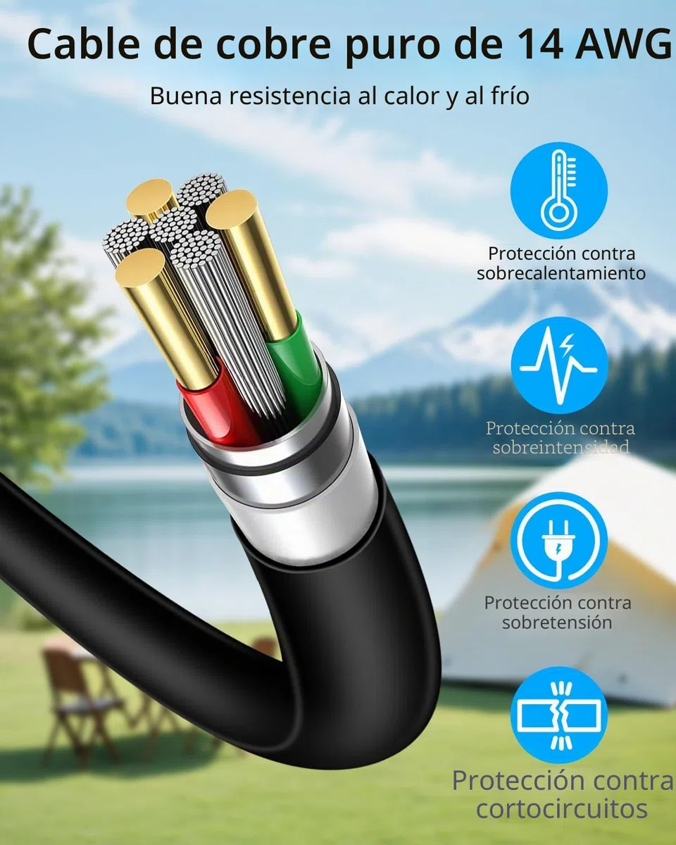 GELRHONR Cable de alimentación DC para refrigerador portátil de Coche 12V, Cable Resistente 14AWG, Enchufe de mechero a Corriente DC 12V para neveras portátiles (3m/9.8pies)