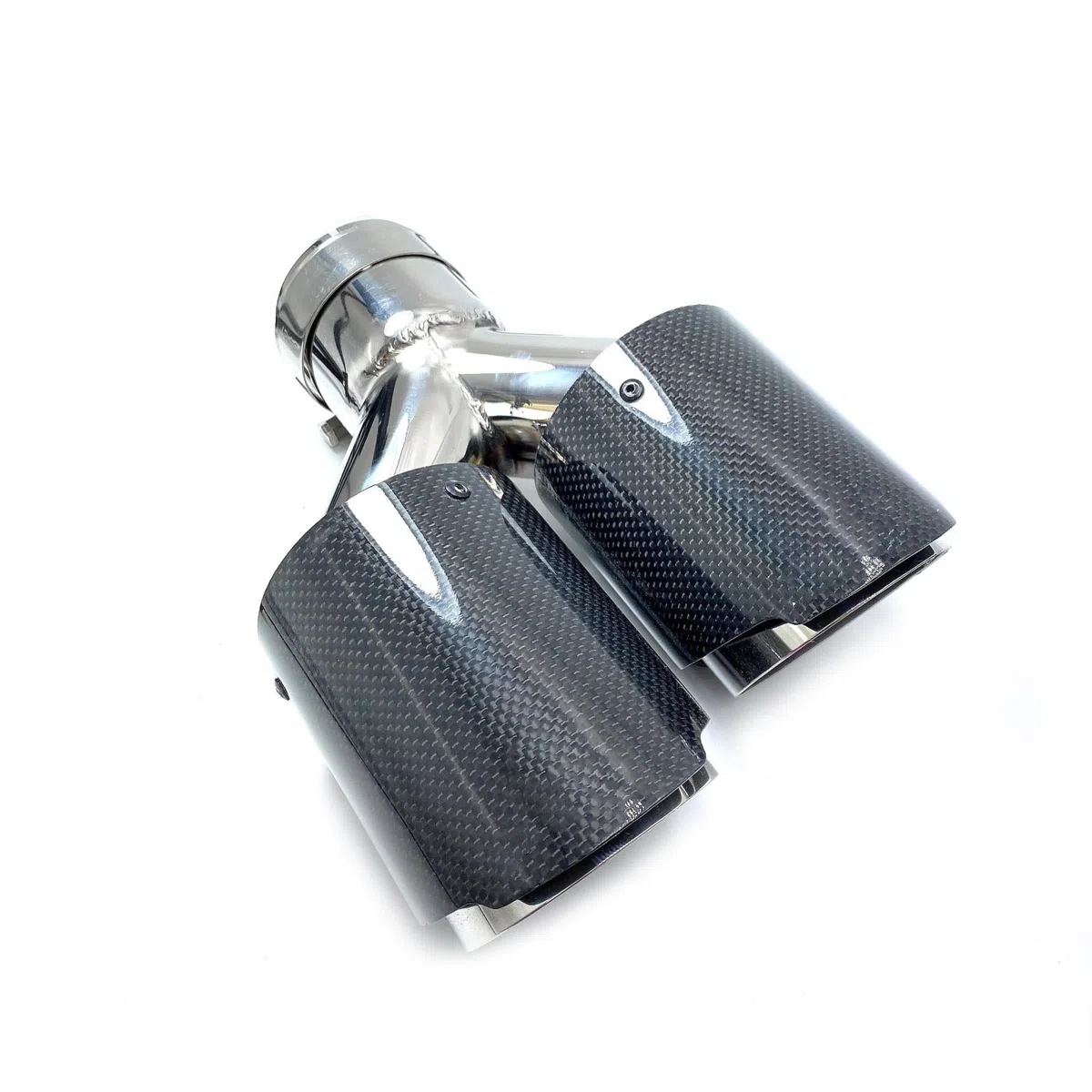Punta Escape Fibra Carbono Doble Brillo Estilo Y Puntas Silenciador Tubo Trasero Puntas Cuádruples Universales 1 Par Tubo De Punta De Silenciador(76mm in-114mm out)
