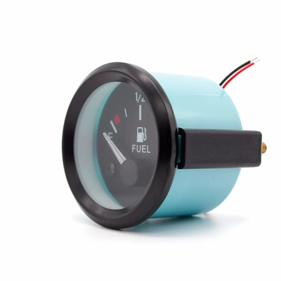 Medidor de combustible 2 pulgadas 52 mm Medidor de nivel de combustible universal para automóvil con sensor de combustible digital LED E-1/2-F Puntero de rango 12V para barco SUV