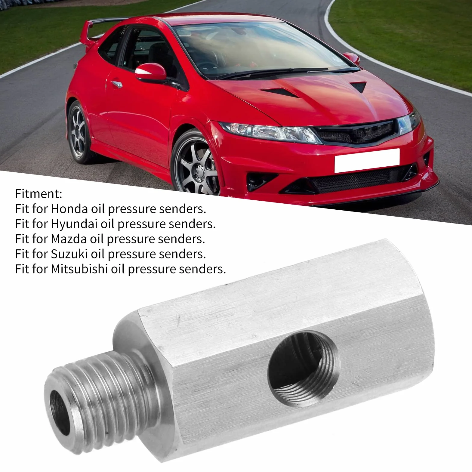 Accesorio Npt del sensor de presión de aceite, 1/8in a M12 X 1.5 Adaptador de acero inoxidable en forma de T Accesorio para automóvil