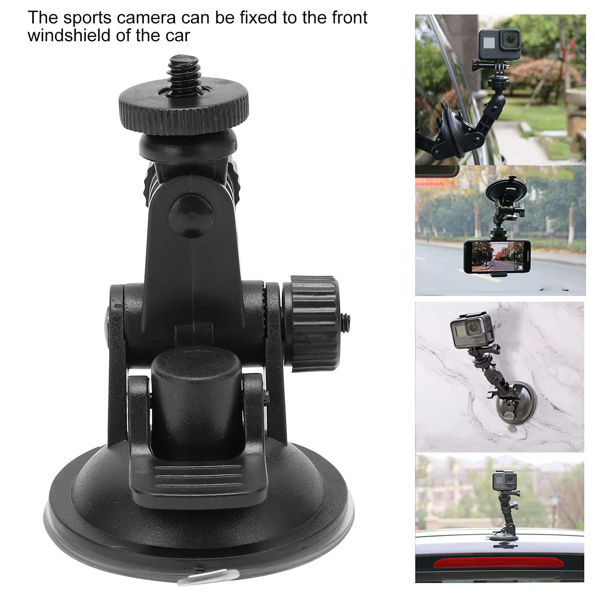Soporte de montaje en cámara de salpicadero para coche, ventosa para cámara de acción portátil, soporte de cristal para montaje en coche, soporte de succión con cabezal de bola ajustable, para cámara